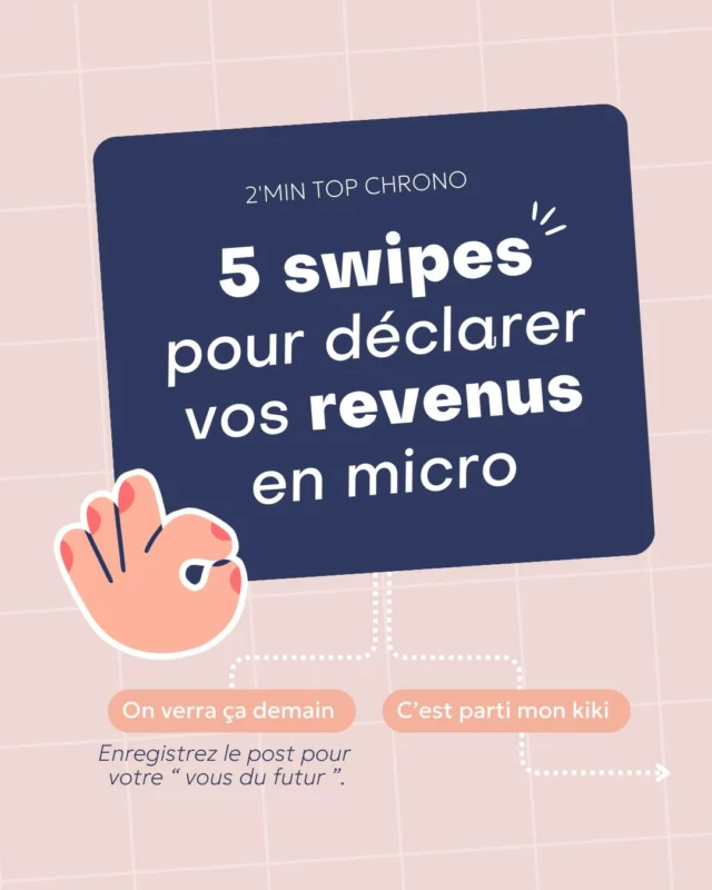 2 minutes top chrono. C’est moins de temps qu’il n’en faut pour :
– boulotter tous vos chocolats de Pâques 🐣,
– se lasser de la musique d’attente de l’URSSAF 🎶,
– additionner vos encaissements 2024 avec votre plus belle calculette 🙌🏻

Bref.
Si vous avez une micro-entreprise et que vous n’avez pas encore plongé dans le dédale de cases de la déclaration d’impôt… ce carrousel (fait avec amour, même s’il nécessite parfois des lunettes) est pour vous.

Et si vous avez besoin d’un check-up complet, d’un petit ménage de printemps ou carrément d’un relooking de votre gestion : vous savez où me trouver.

🥸 Pour la poignée d’individus qui se sont dit « ah bah non » à l’affirmation juste avant 👉🏻 rendez-vous dans la bio, accompagnement 1:1.

Ps : bon et sinon, on en pense quoi de ce format ? (soutien émotionnel wanted après 4 heures à optimiser la mise en page de mon diagramme de décisions 😂)